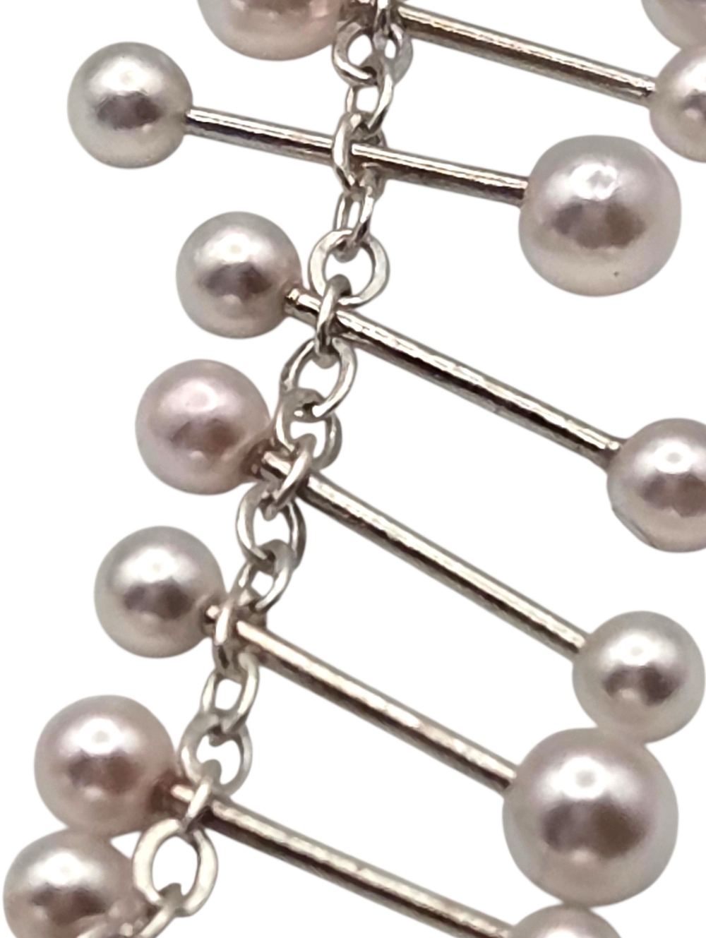 Free People Finders Keepers Ear Cuff Chain Pearl Spike Silver Single Earring NWT - Picture 5 of 7